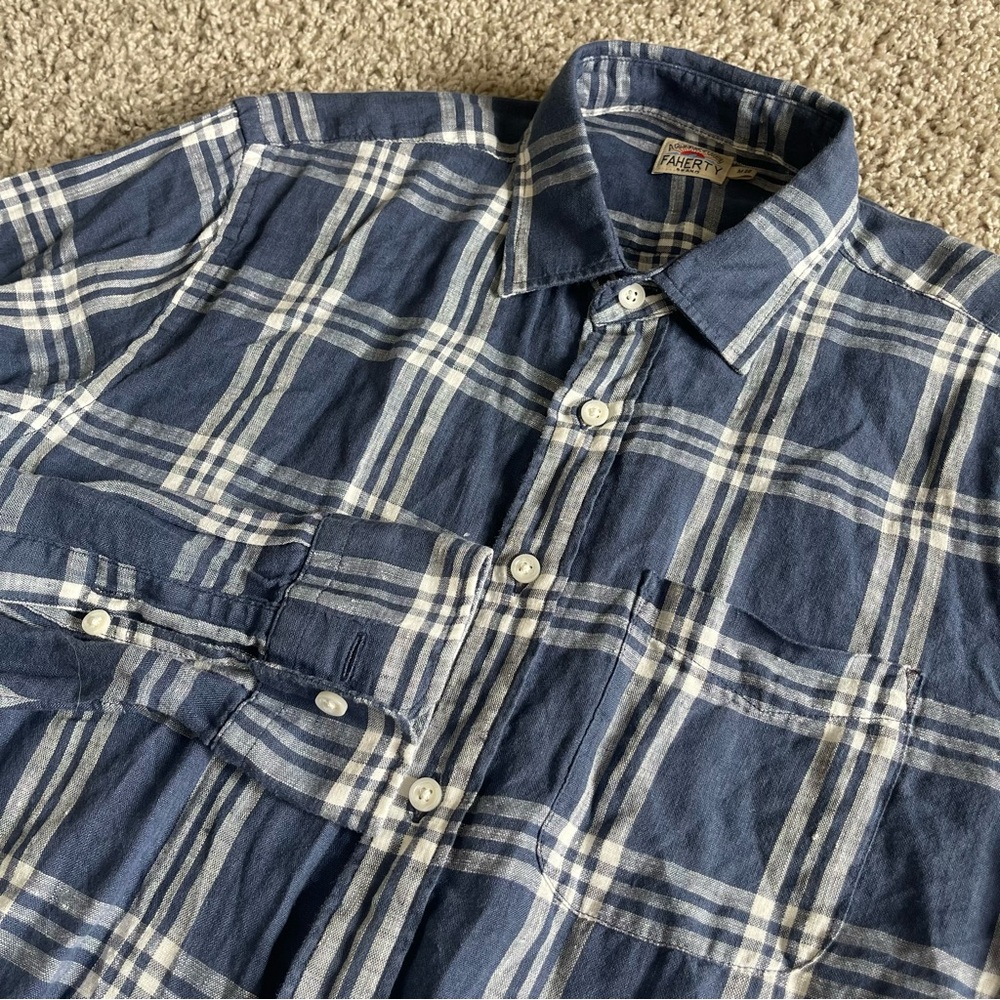 Faherty 100% Linen Button Down Long Sleeve Shirt